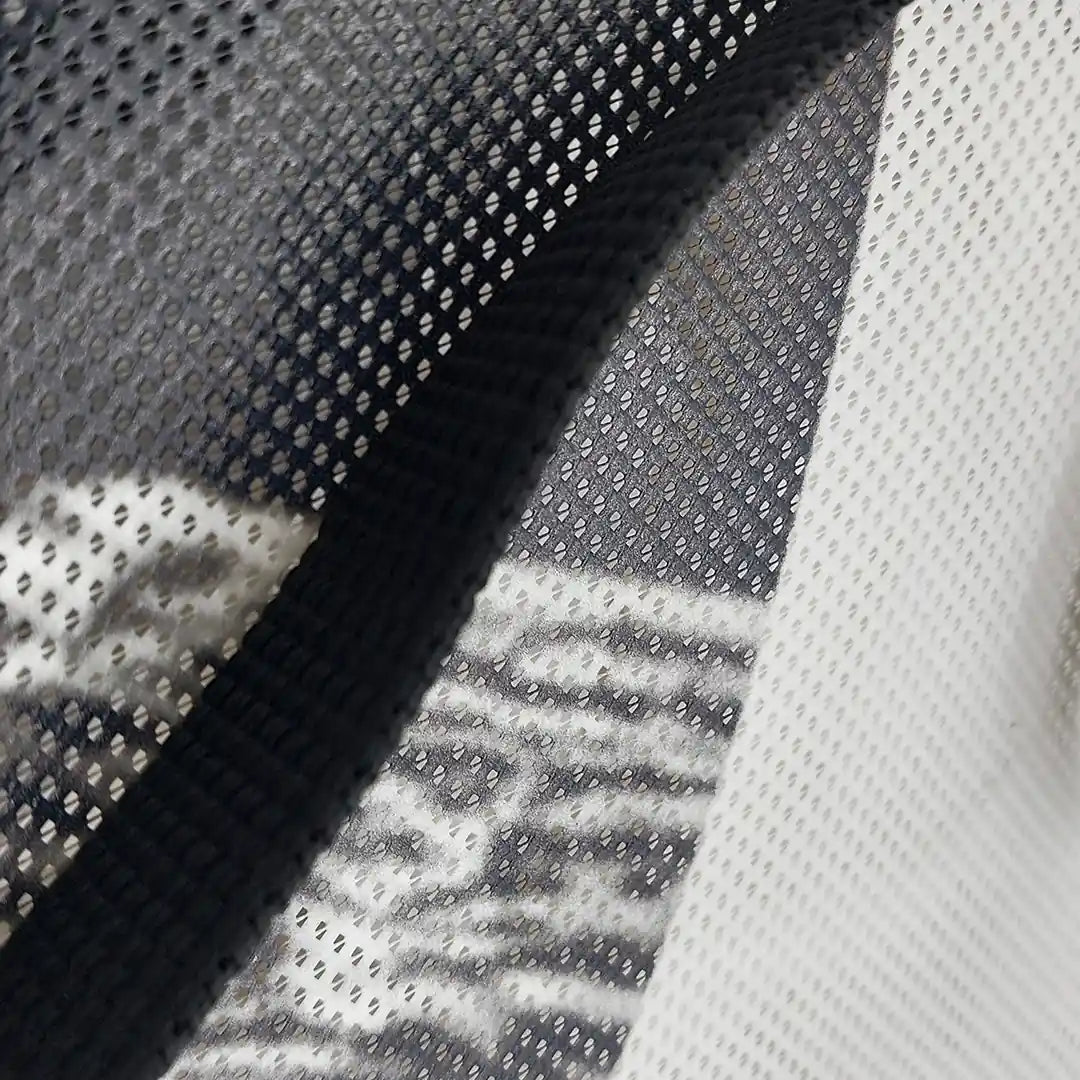 Jack Tote Bag 2525 by ReCreate, made from micro-perforated reclaimed banner with purple straps, two inner pockets and dual carry. - detail
