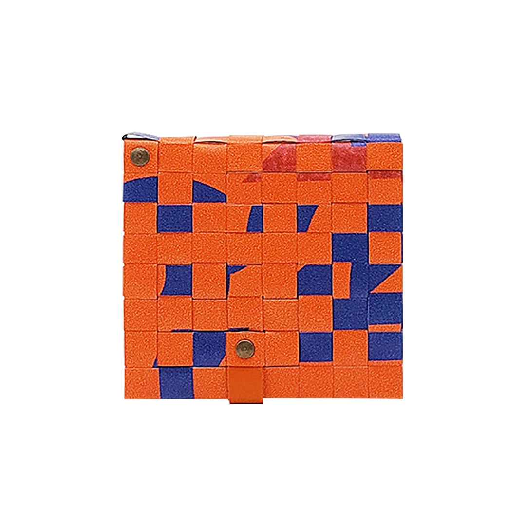 John Wallet 525 is a ReCreate wallet made from reclaimed advertising banner, with vivid orange-blue graphics, coin space and room for 8 cards. - back