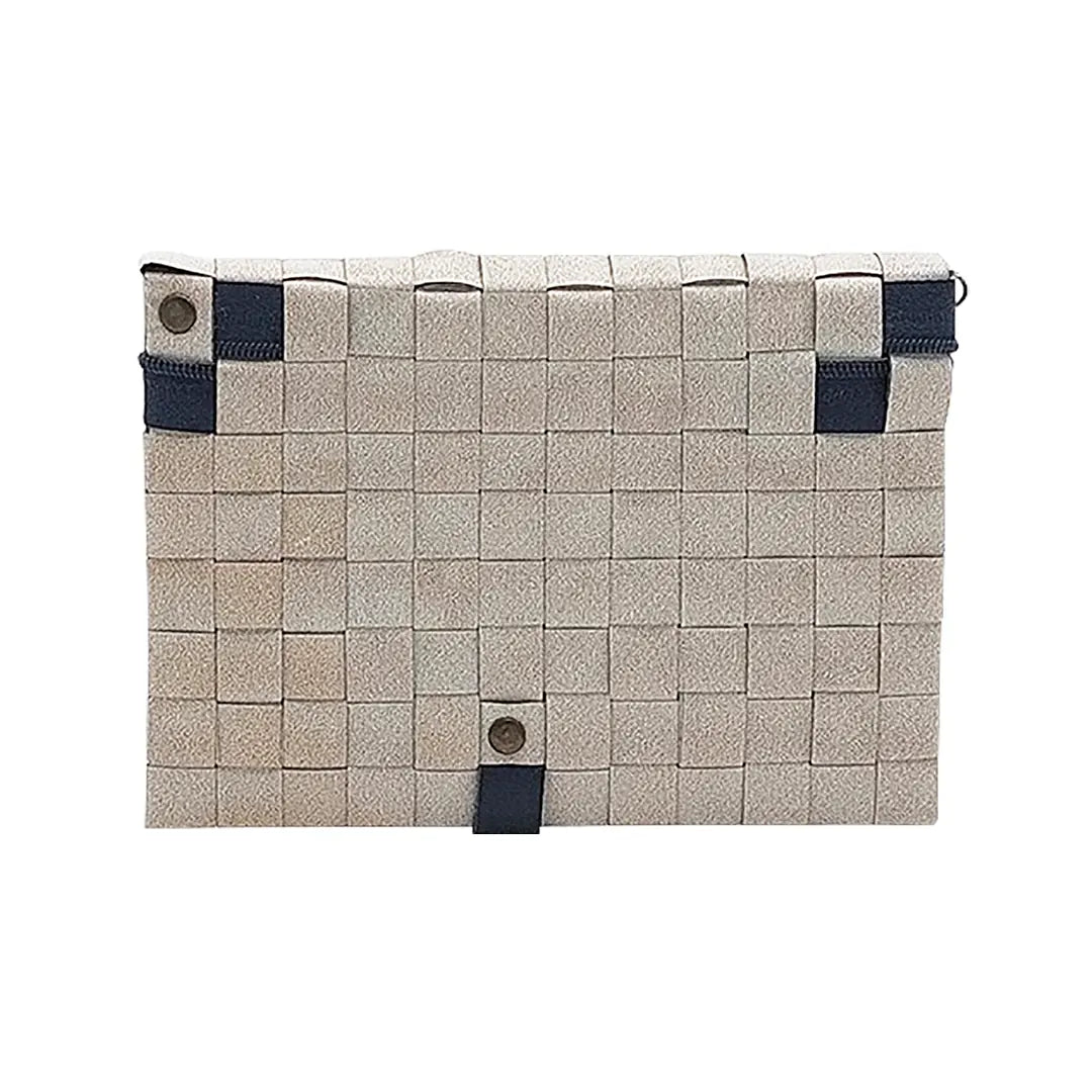 Katie Wallet 2323 by ReCreate uses reclaimed advertising banner in grey-black tones, with space for documents, money and a small notebook. - back