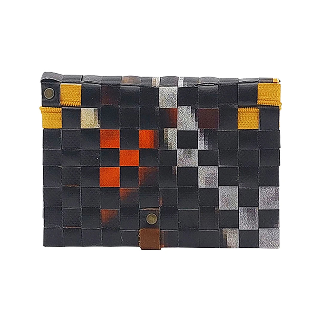 Katie Wallet 2825 by ReCreate transforms reclaimed advertising banner into a dark document wallet for money, notes and a small notebook. - back