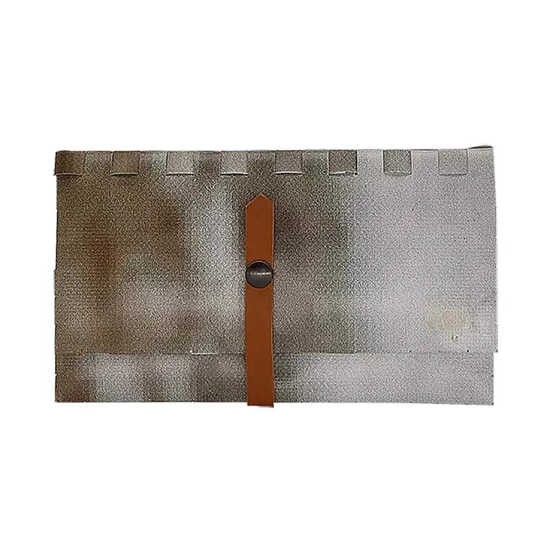 Leonor Wallet 4023 by ReCreate is a large reclaimed-banner wallet in silver grey, with space for 12 cards, documents, photos and coins. - front