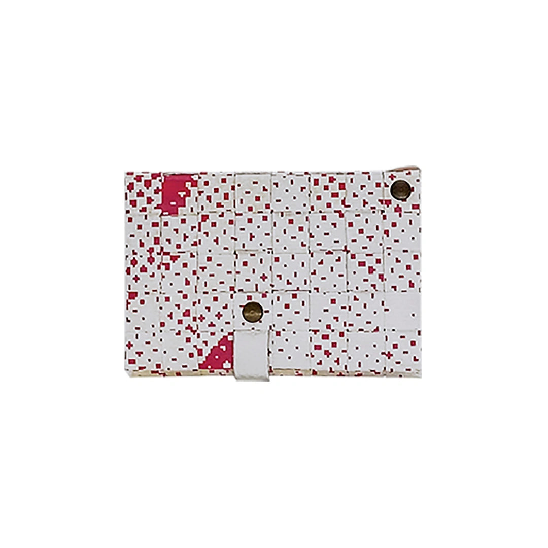 Peter Wallet 1225 by ReCreate is a compact white wallet in reclaimed advertising banner, with red graphic traces, for up to 6 cards and coins. - back