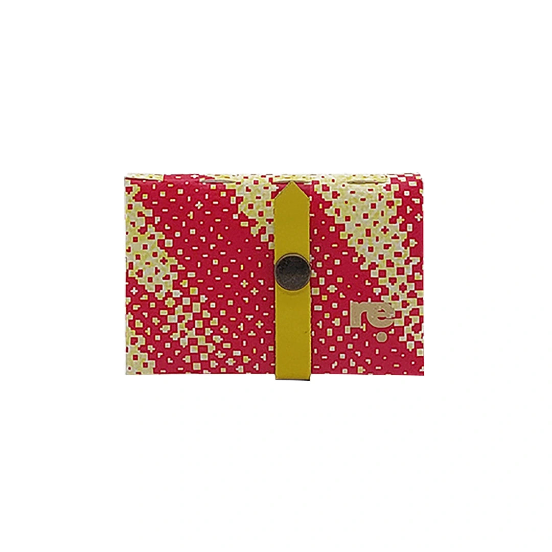 Small numbered wallet made from reused advertising material, with room for 6 cards, coins and everyday essentials. - front