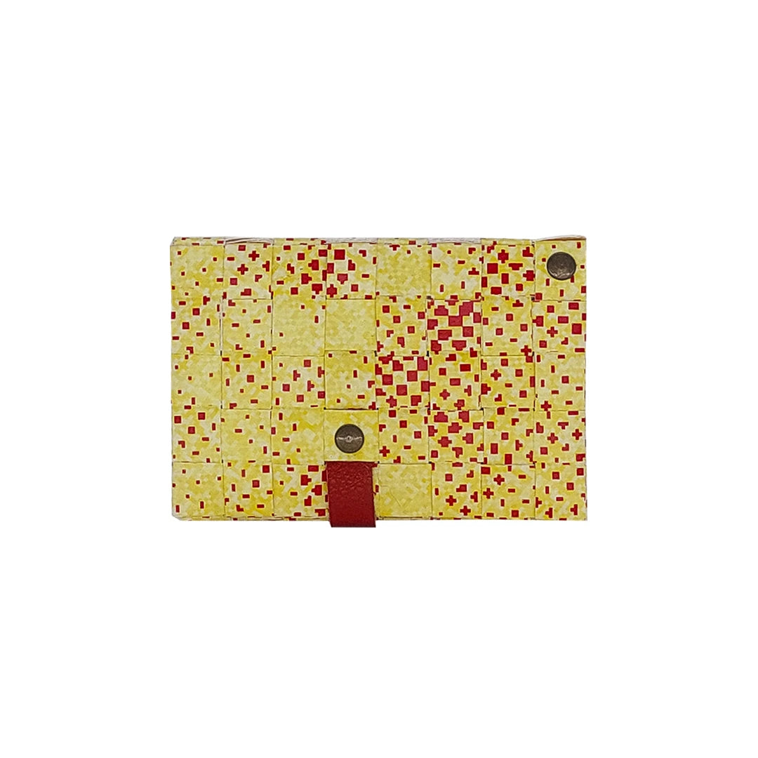 Peter Wallet 2025 is a ReCreate wallet made from reclaimed advertising banner, with red graphic marks, space for 6 cards and coins. - back