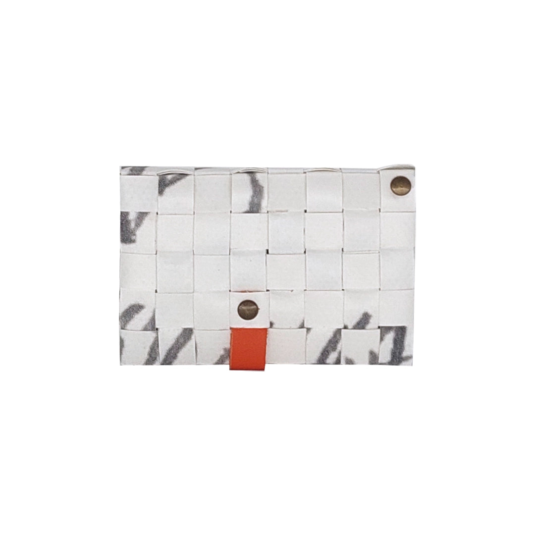 Compact numbered wallet made from reused advertising material, with space for 6 cards, coins and daily essentials. - back