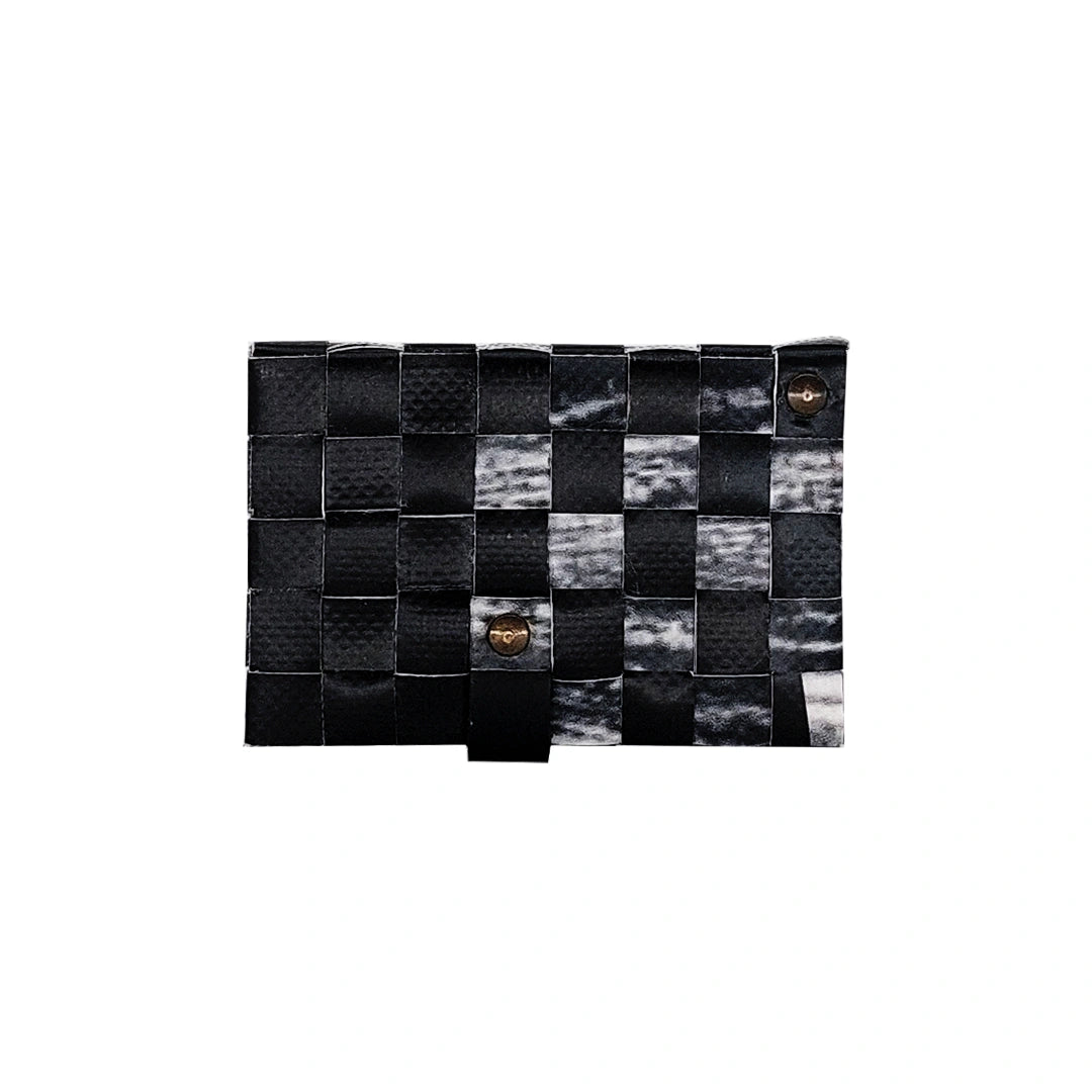 Peter Wallet 6524 by ReCreate is a compact black wallet in reclaimed advertising banner, with space for up to 6 cards and coins. - back