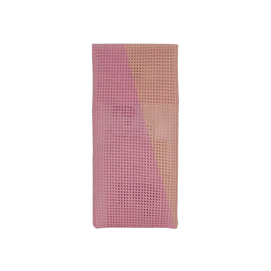 Soft pink pouch made from reclaimed micro-perforated material, designed for pencils, pens and small everyday objects. - back