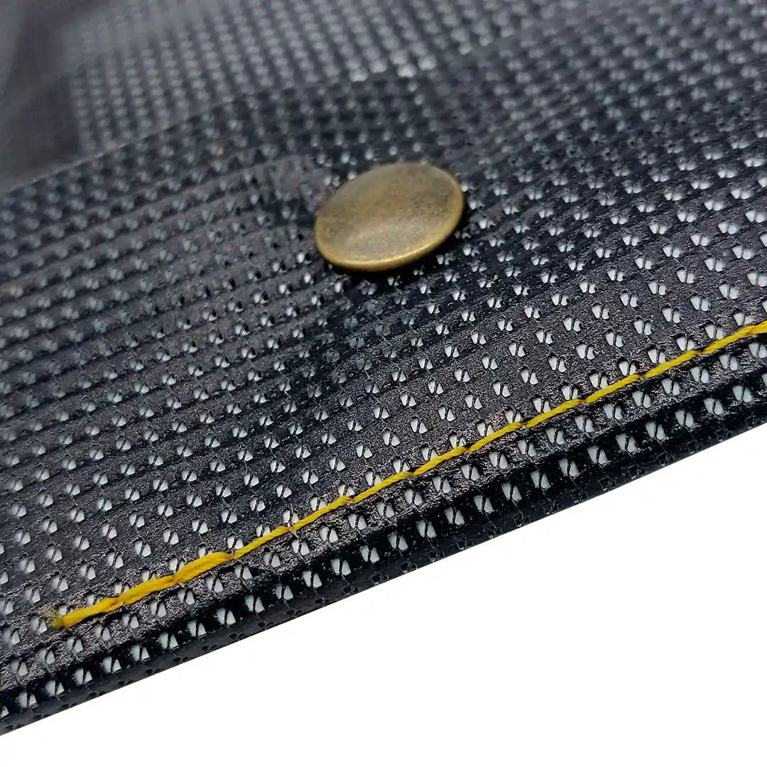 Teco Pouch 826 by ReCreate is a slim pouch made from reclaimed micro-perforated banner, ideal for pencils, pens and other everyday essentials. -detail